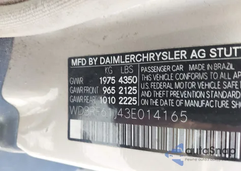 2003 Mercedes-Benz C 240 из США, поврежденный, VIN WDBRF61J43E014165